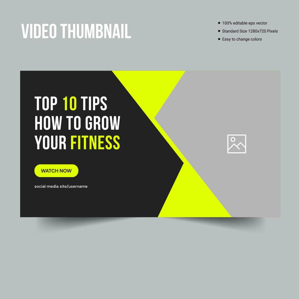 Body fitness social media web banner and video thumbnail design, vector