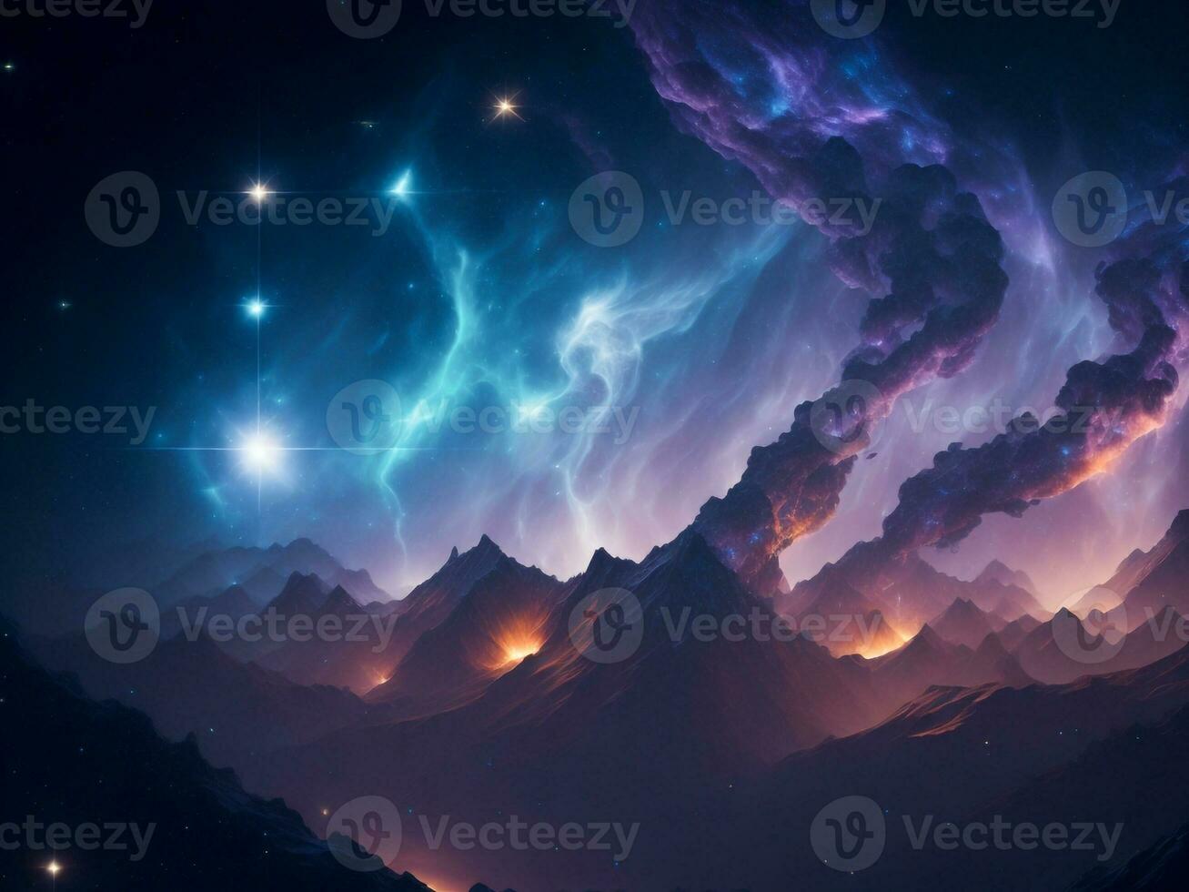 Celestial Wonders Majestic Beauty of a Vast Galaxy-Filled Sky Illuminated by Stars, Ai Generative photo