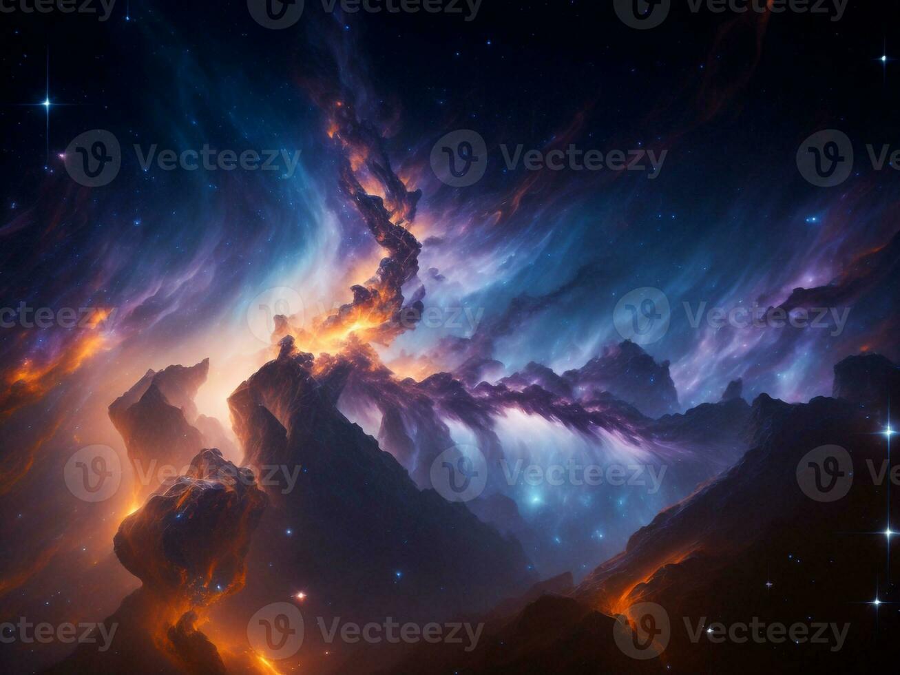 Celestial Wonders Majestic Beauty of a Vast Galaxy-Filled Sky Illuminated by Stars, Ai Generative photo