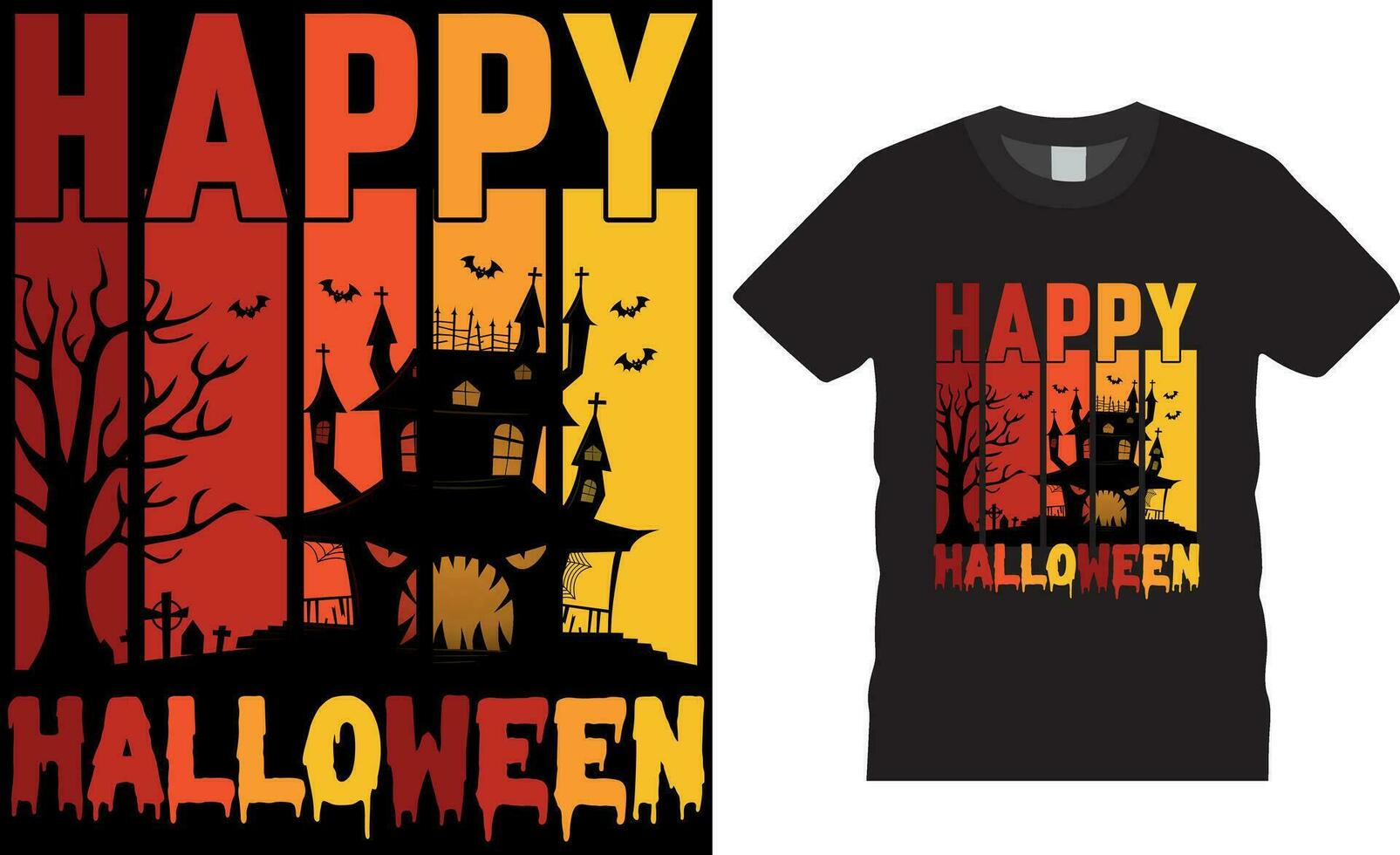 Premium Vector, Happy Halloween T-shirt design vector template. Happy Halloween