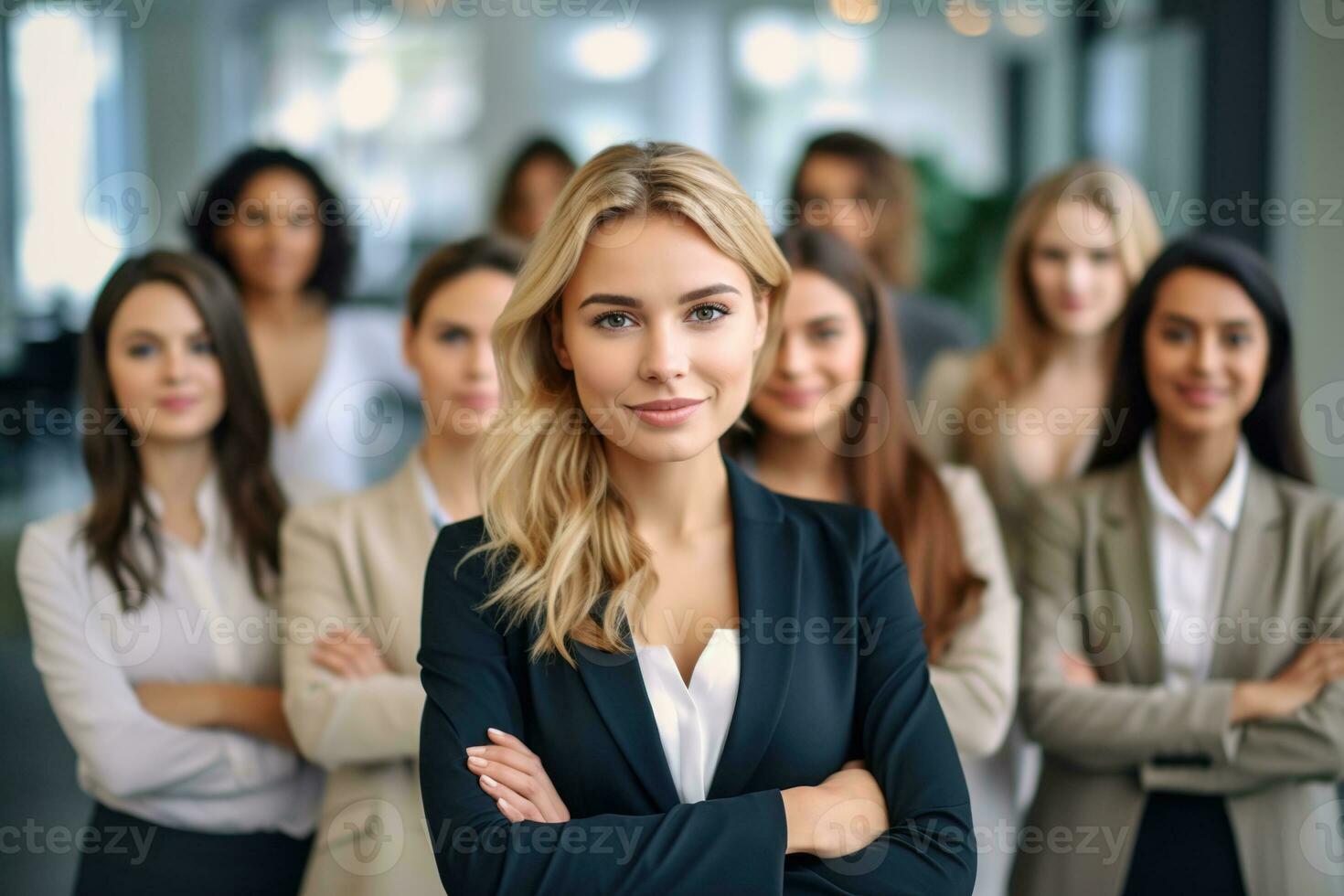 An illustration of a group of business people ,  AI Generated photo