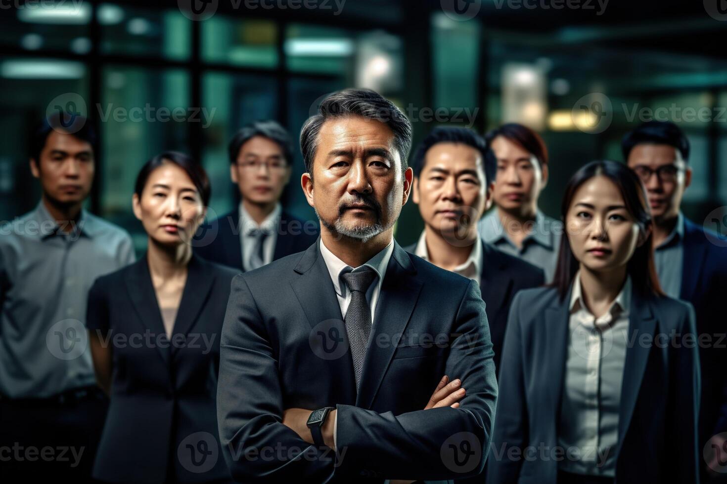 An illustration of a group of business people ,  AI Generated photo