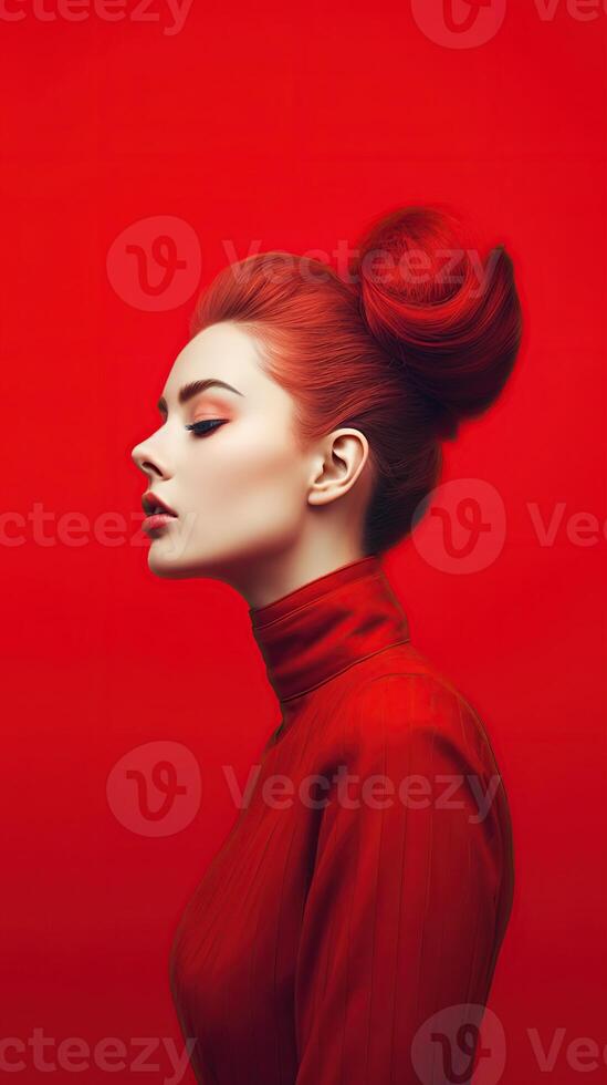 An illustration of a fashion portrait combined with abstract art., photo