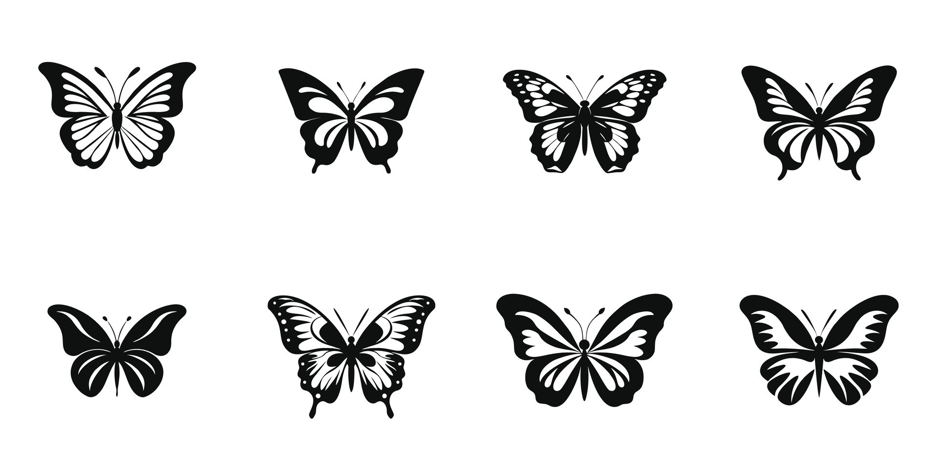 Butterfly silhouette icons set. Vector Illustrations. 26345029 Vector ...