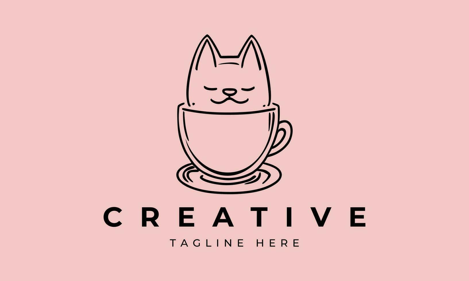 vector gato icono de un gatito con un café taza, logo símbolo dibujos animados personaje ilustración diseño