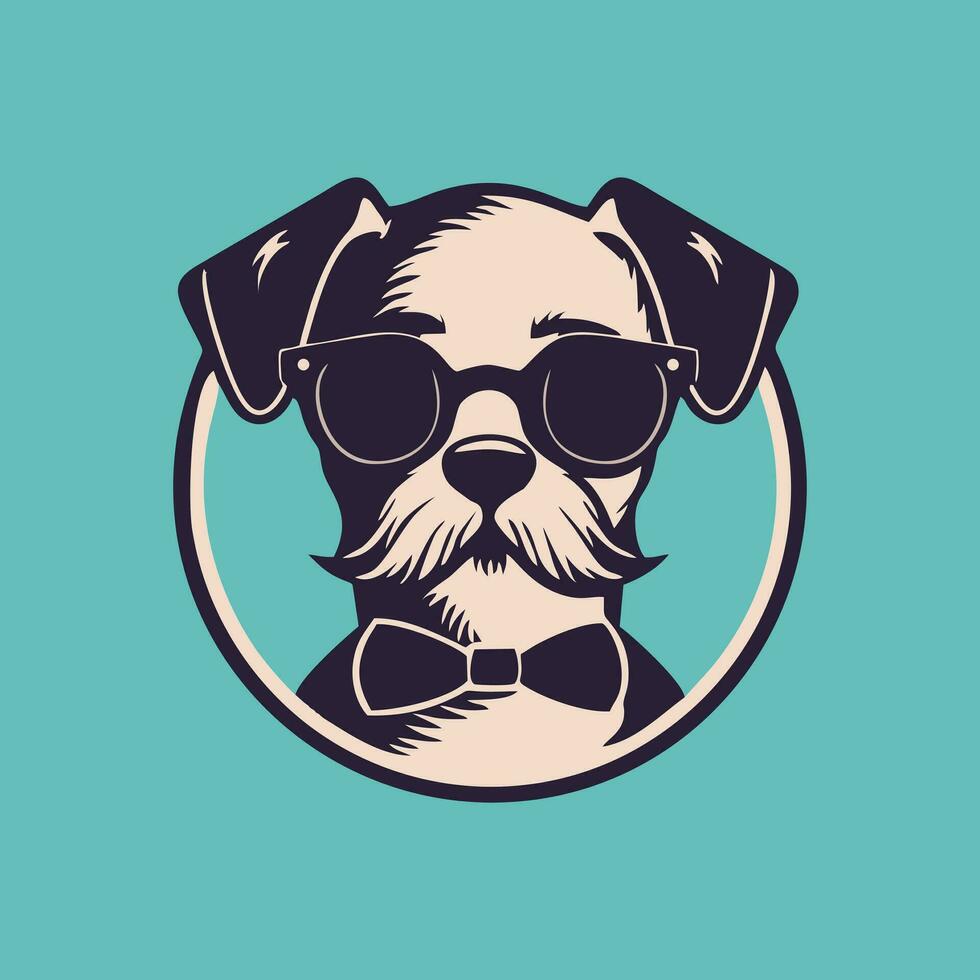 Yorkshire Terrier, Dog head with sunglass vector art illustration graphic logo