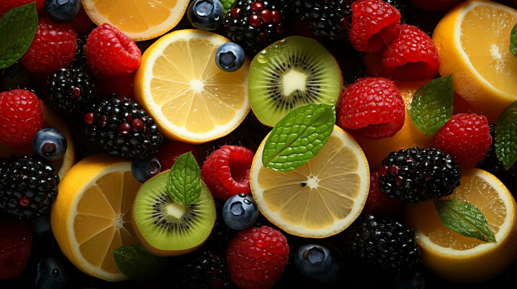 delicioso y nutritivo vistoso verano frutas a el agricultores' mercado, ai generativo foto