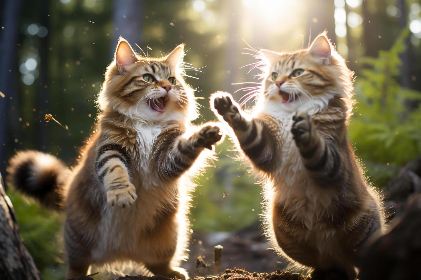 Claws Out Territorial Battles and Aggressive Rivalry Among Cats, Ai Generative photo