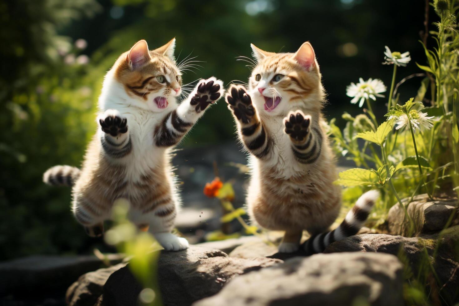 Claws Out Territorial Battles and Aggressive Rivalry Among Cats, Ai Generative photo