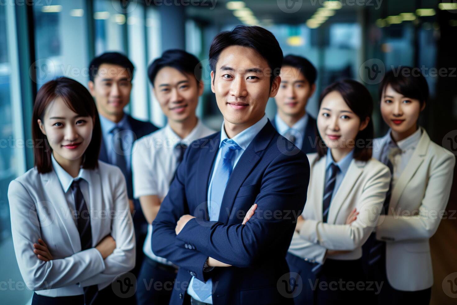 An illustration of a group of business people ,  AI Generated photo