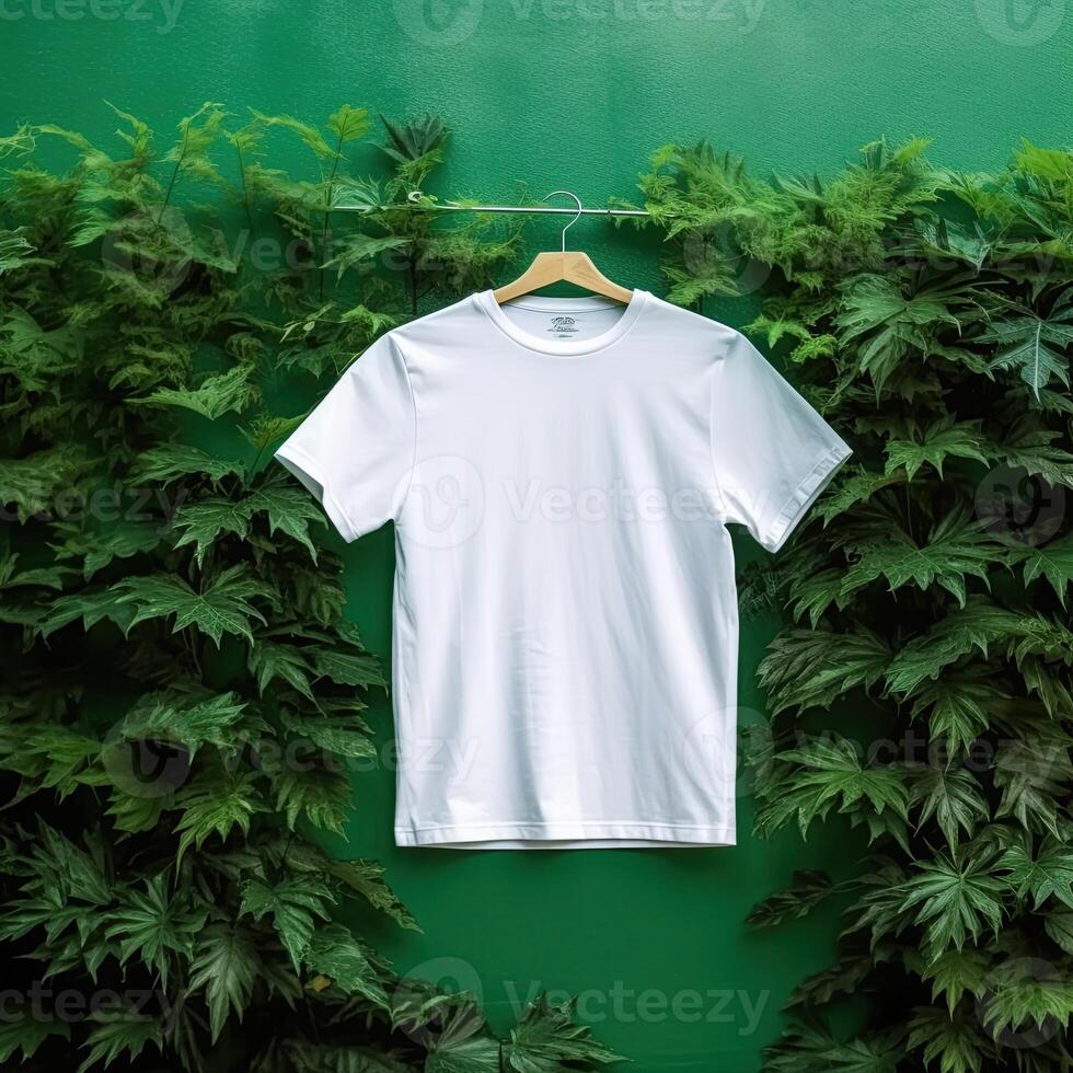 Illustration of a white plain t-shirt mockup, AI Generated 26345478 ...