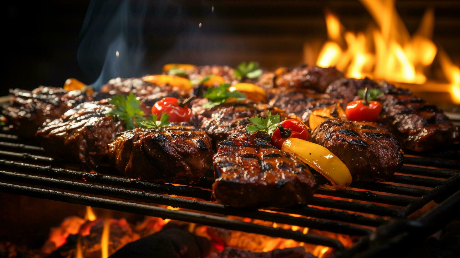Grilled Meat Delight  Authentic Brazilian Barbecue on the Grill, a Sumptuous Feast for Food Lovers, Ai Generative photo