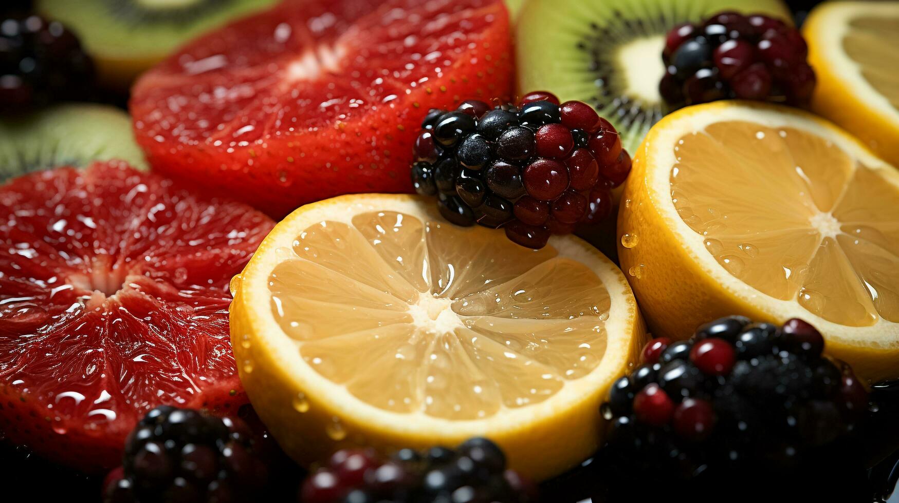 Delicious and Nutritious Colorful Summer Fruits at the Farmers' Market, Ai Generative photo