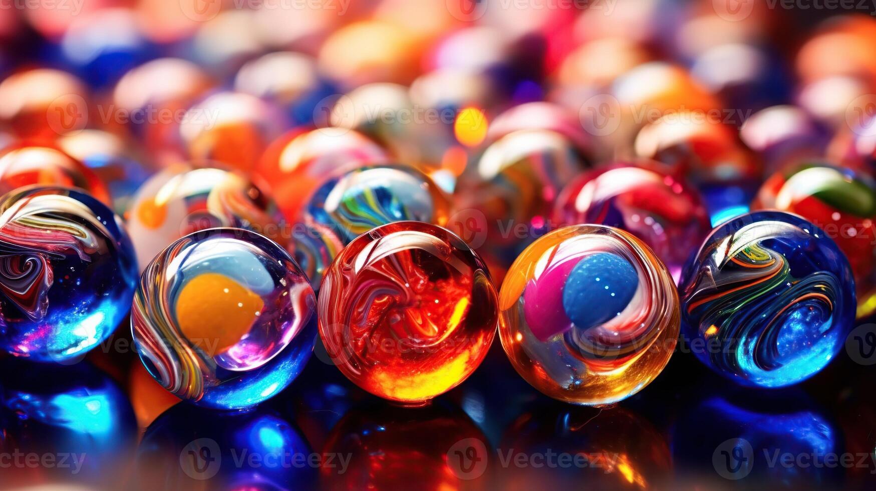 Illustration of glass marbles background, photo