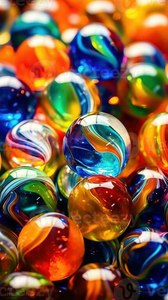 Illustration of glass marbles background, AI Generated photo