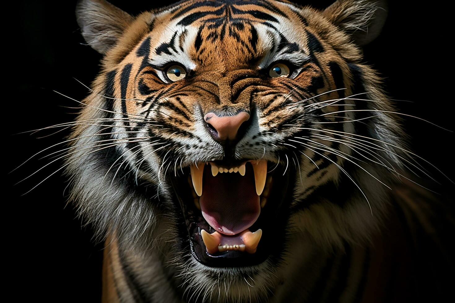 Powerful Wild Tiger Closeup The Fierce King of the Jungle in its Natural Habitat, Ai Generative photo