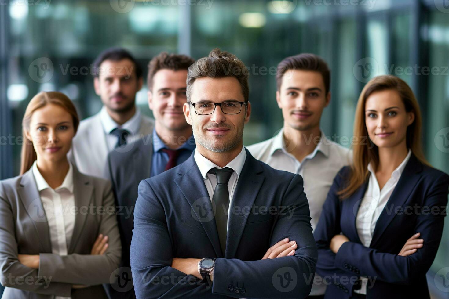 An illustration of a group of business people ,  AI Generated photo