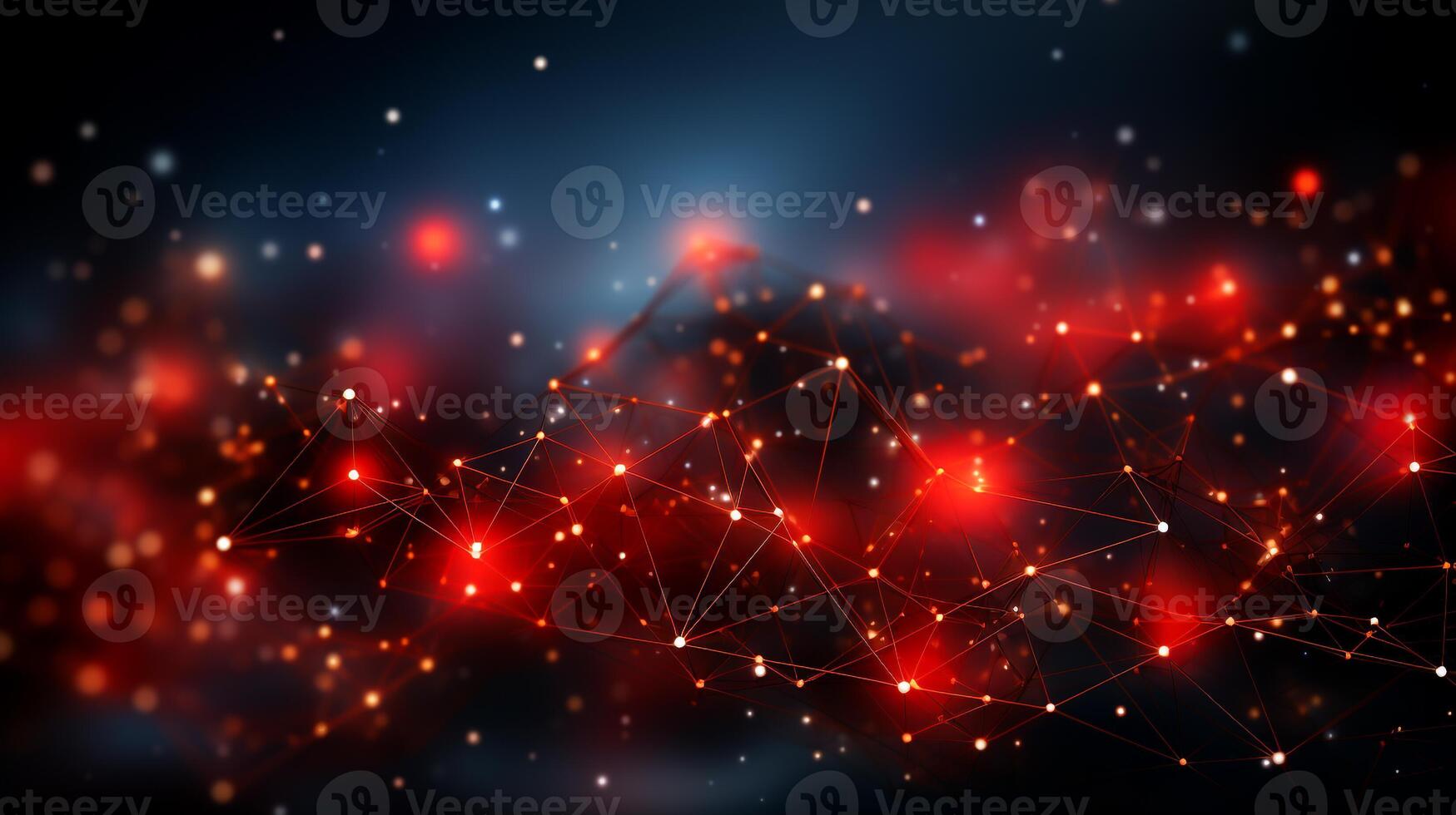 Futuristic Technological Connection Abstract Digital Network with Red Dot, photo