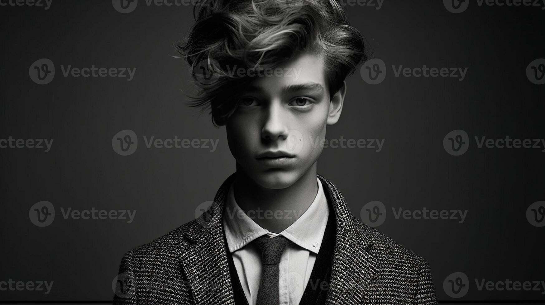 An illustration of a fashion portrait of a man combined with abstract art., photo