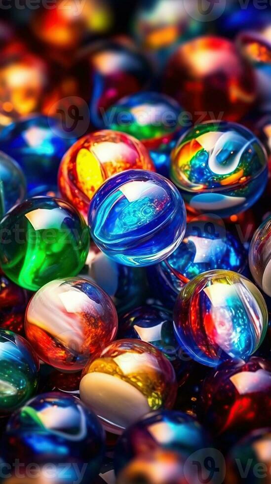 Illustration of glass marbles background, AI Generated photo