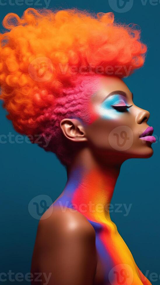 An illustration of a fashion portrait combined with abstract art., photo