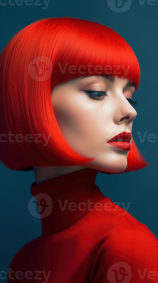 An illustration of a fashion portrait combined with abstract art., photo