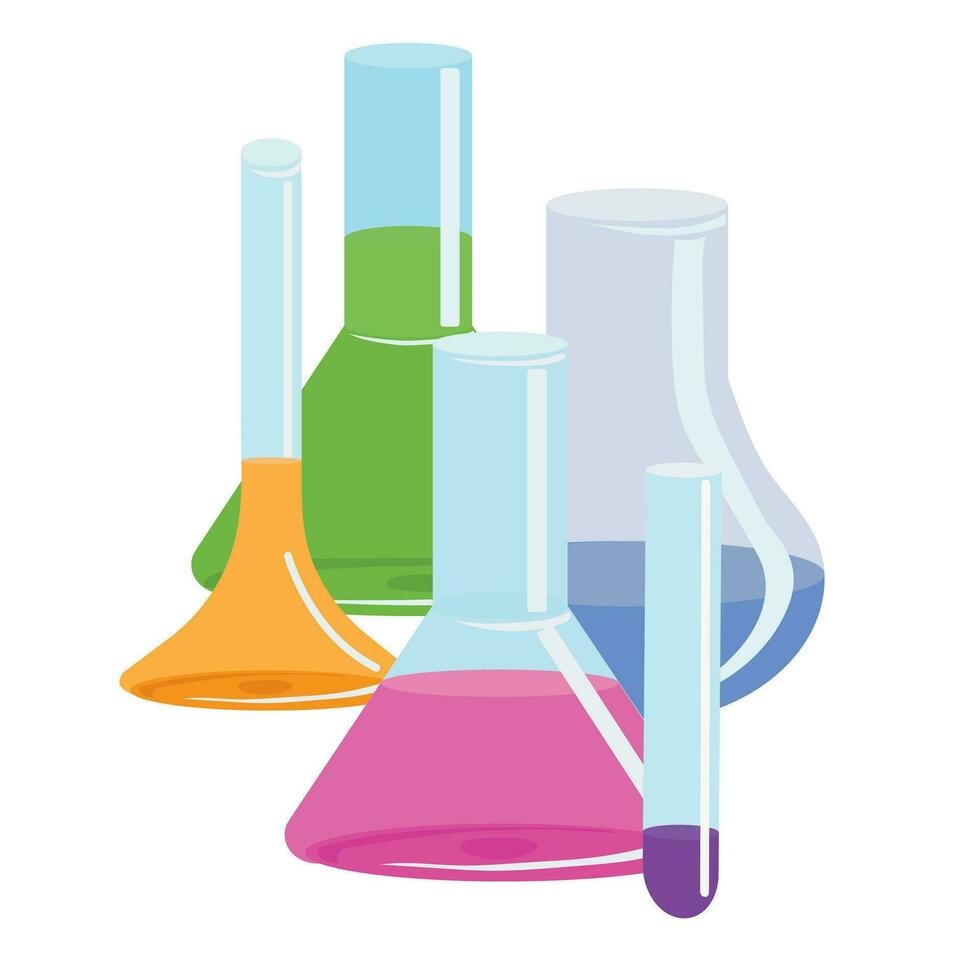 The chemical flask is toxic. Flat illustration of chemical flask toxic set. Vector illustration for your design, isolated on a white background.