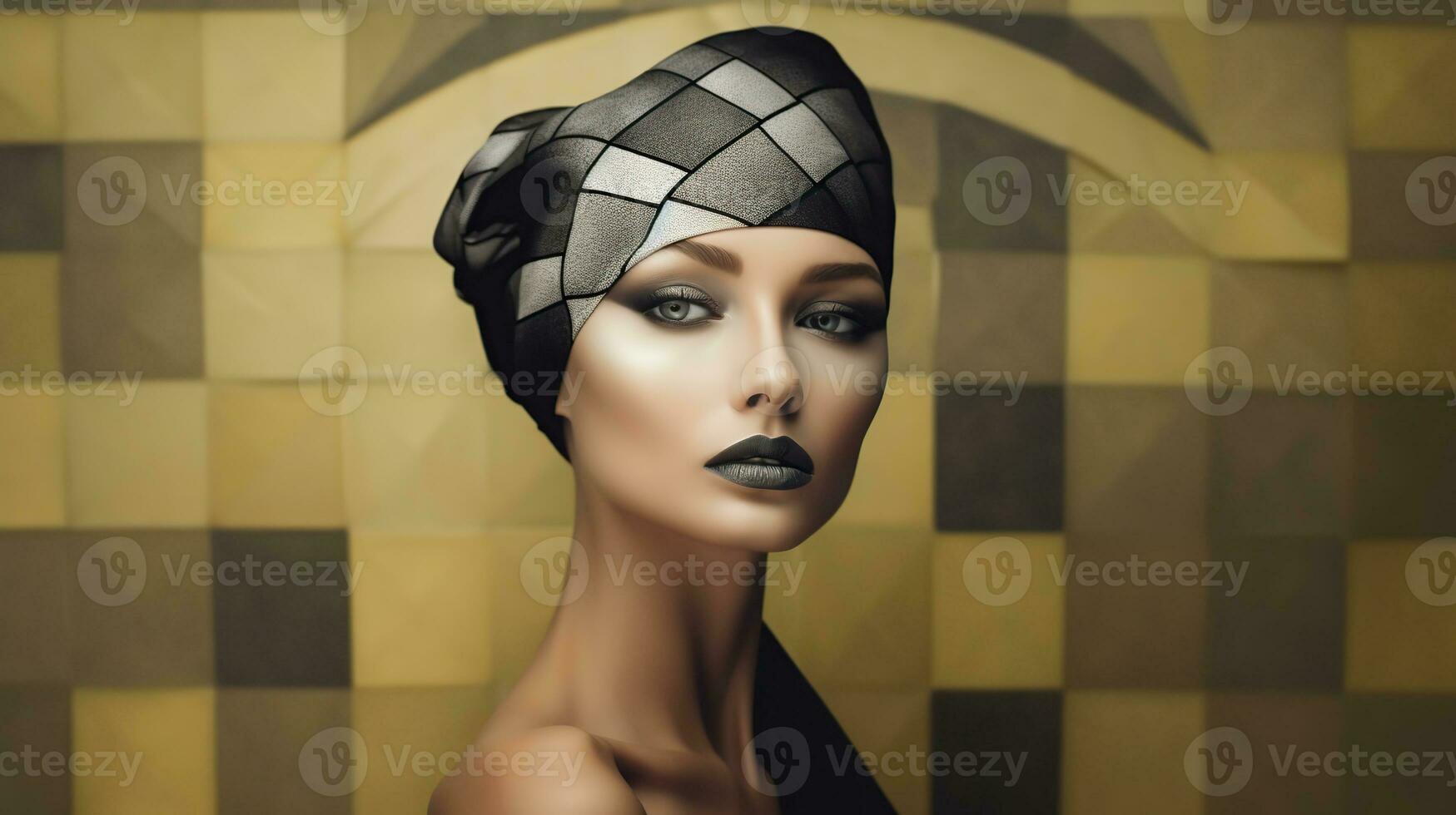 Illustration of a woman and abstract art, AI Generated photo