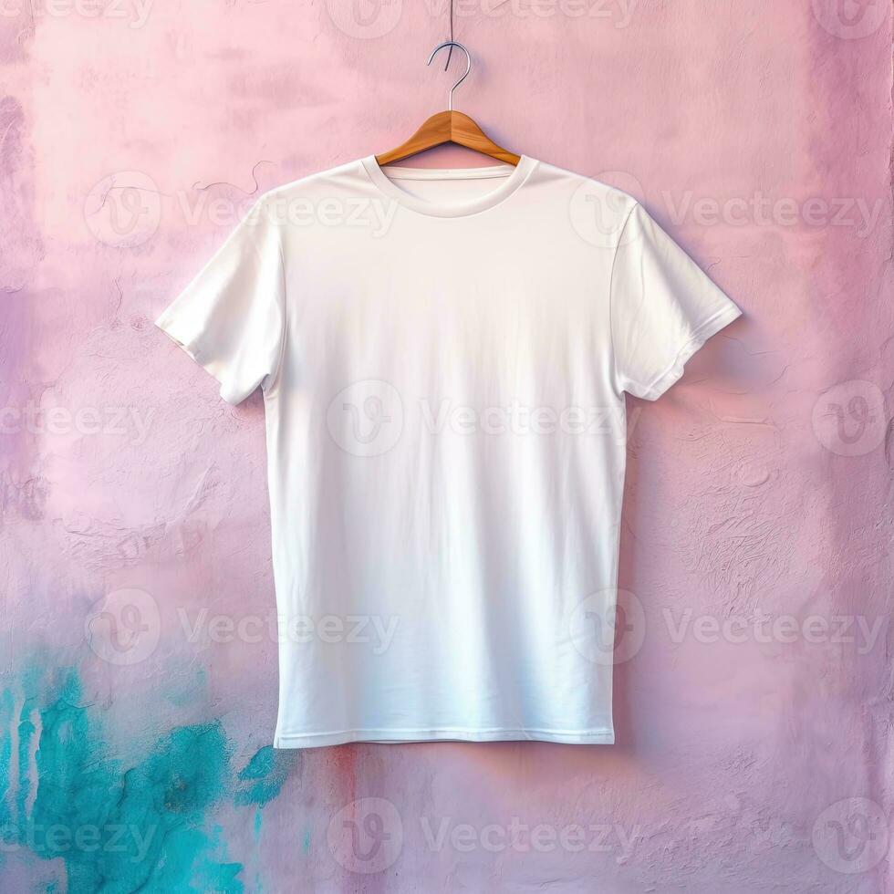 Illustration of a white plain t-shirt mockup, AI Generated photo