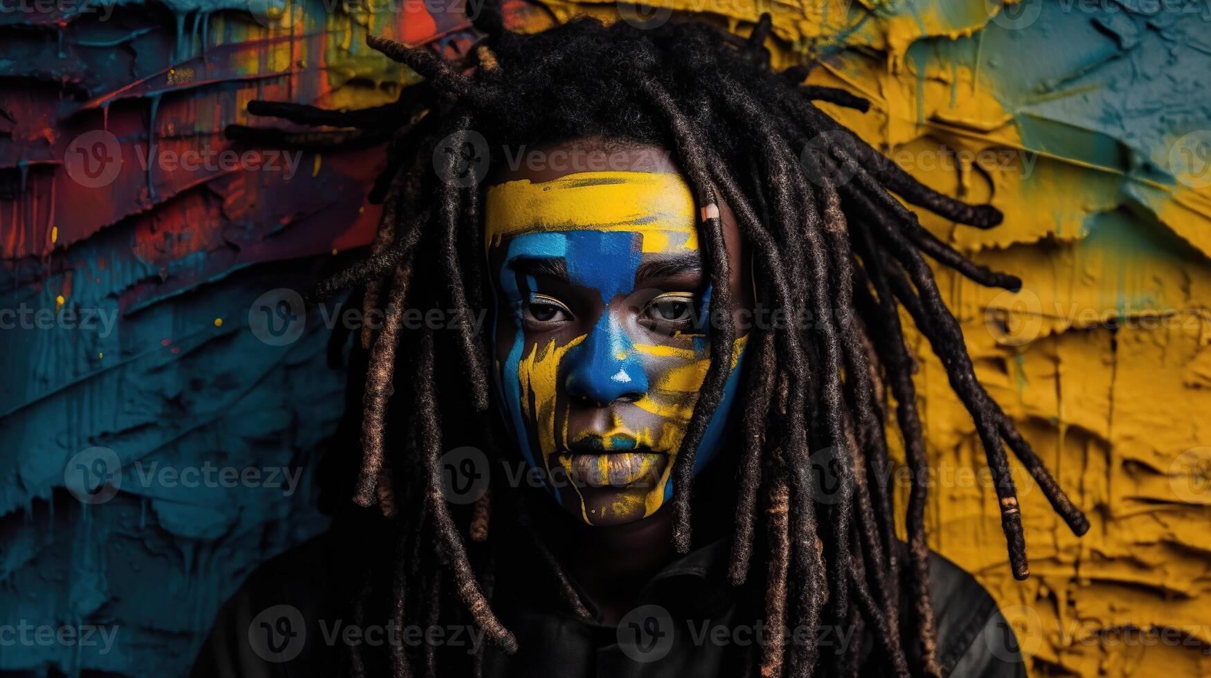 An illustration of a fashion portrait of a man combined with abstract art., photo
