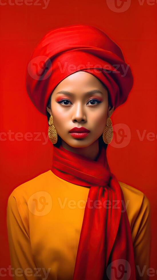 An illustration of a fashion portrait combined with abstract art., photo