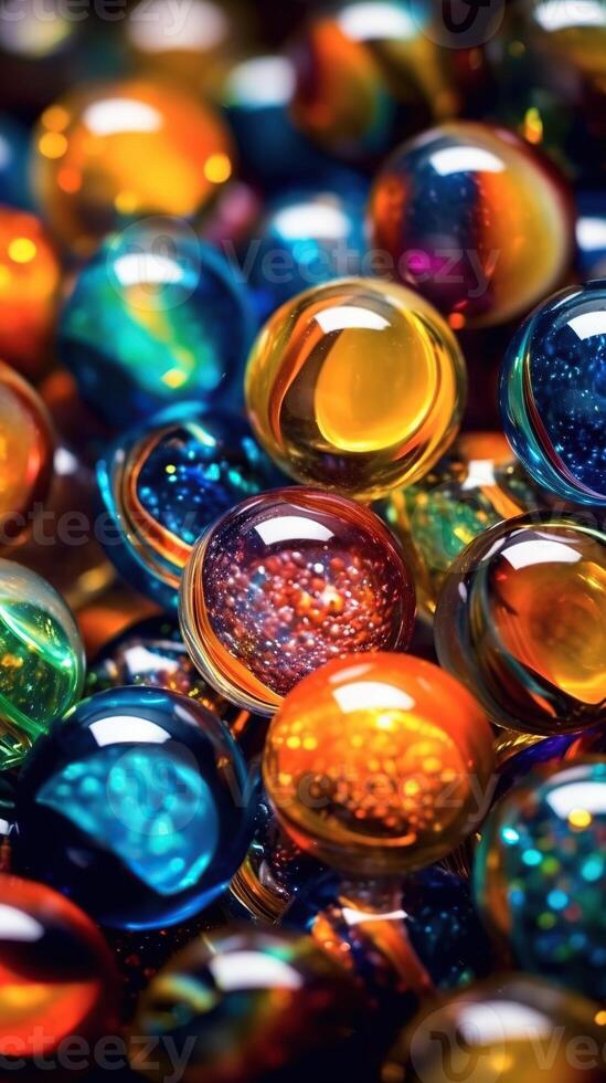 Illustration of glass marbles background, AI Generated photo