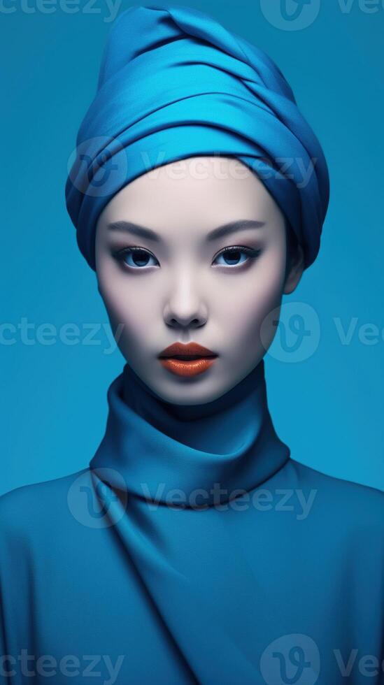 An illustration of a fashion portrait combined with abstract art., photo