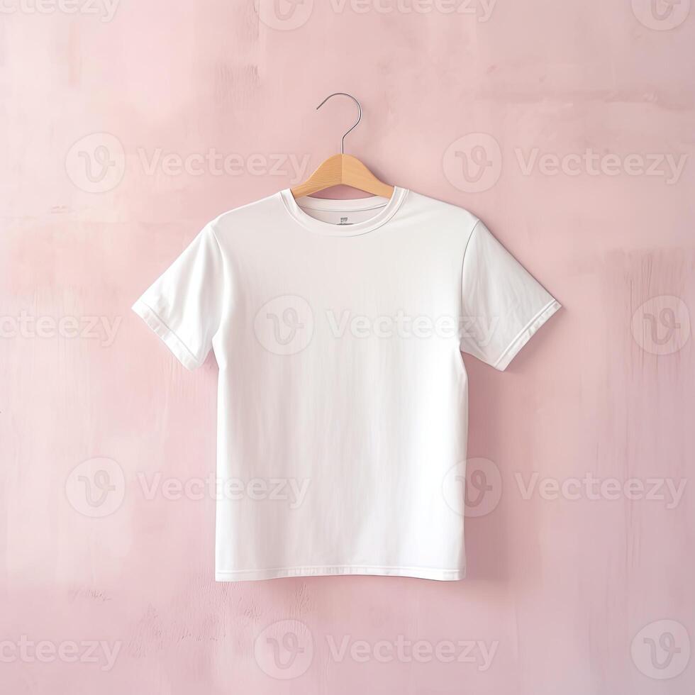Illustration of a white plain t-shirt mockup, photo