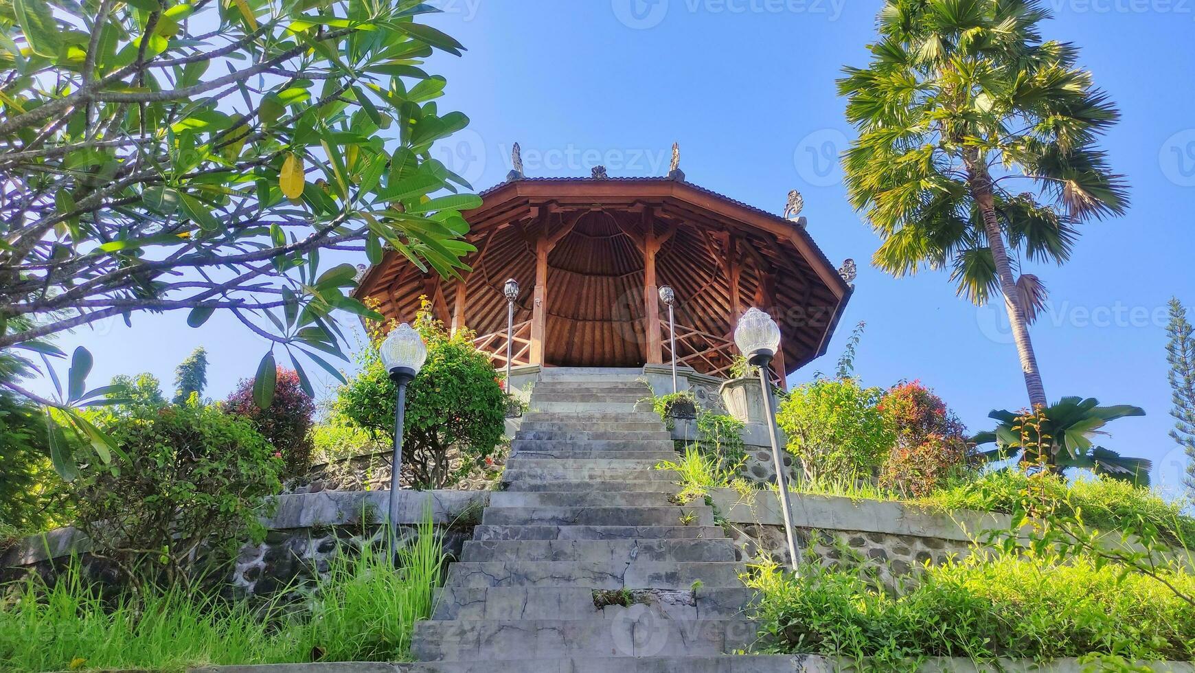 Old round pagoda in middle of mount photo
