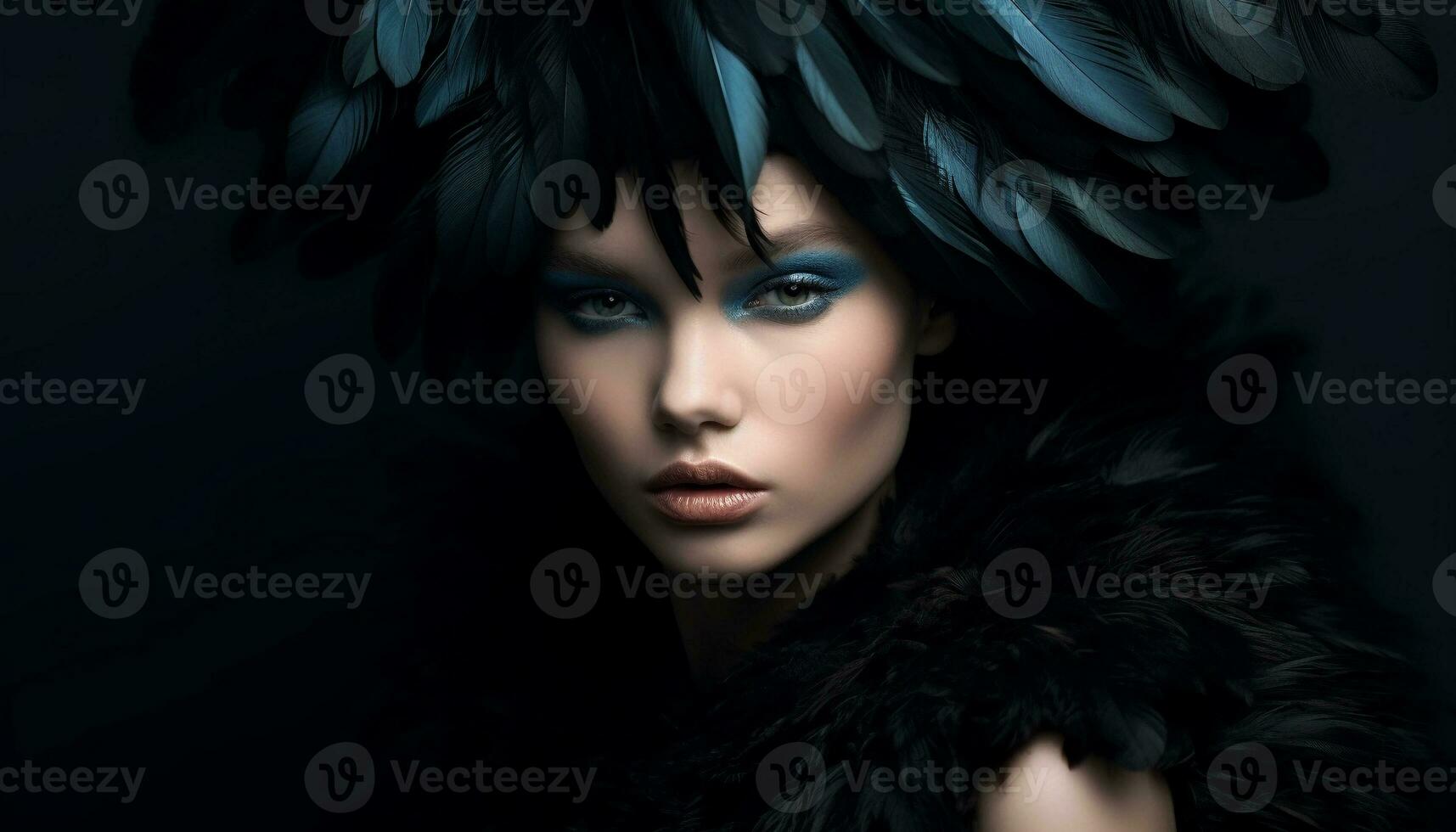 Beautiful woman with brown hair and elegant fashion, exuding sensuality generated by AI photo