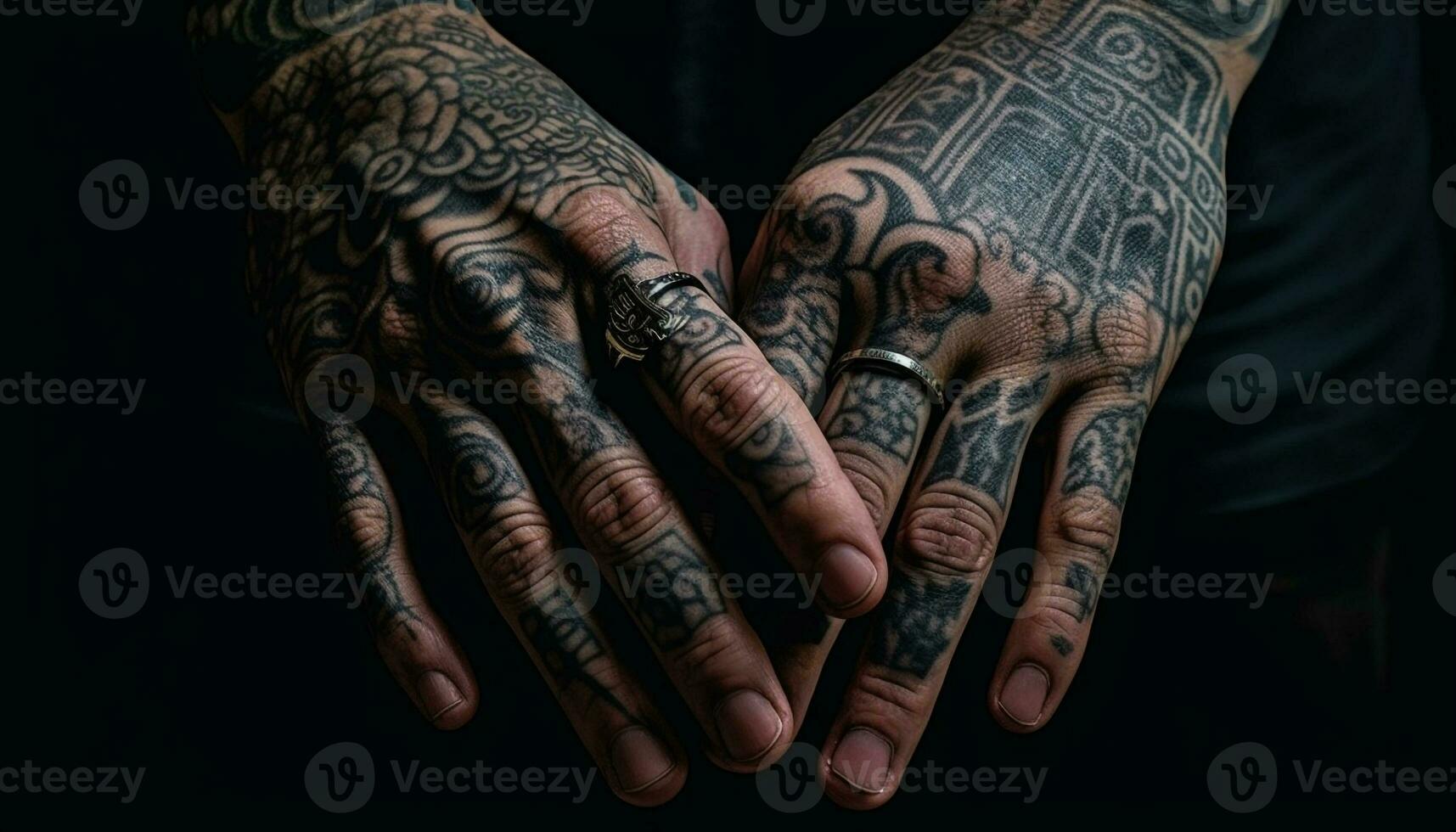 Hand adorned with elegant henna tattoo, showcasing indigenous culture beauty generated by AI photo