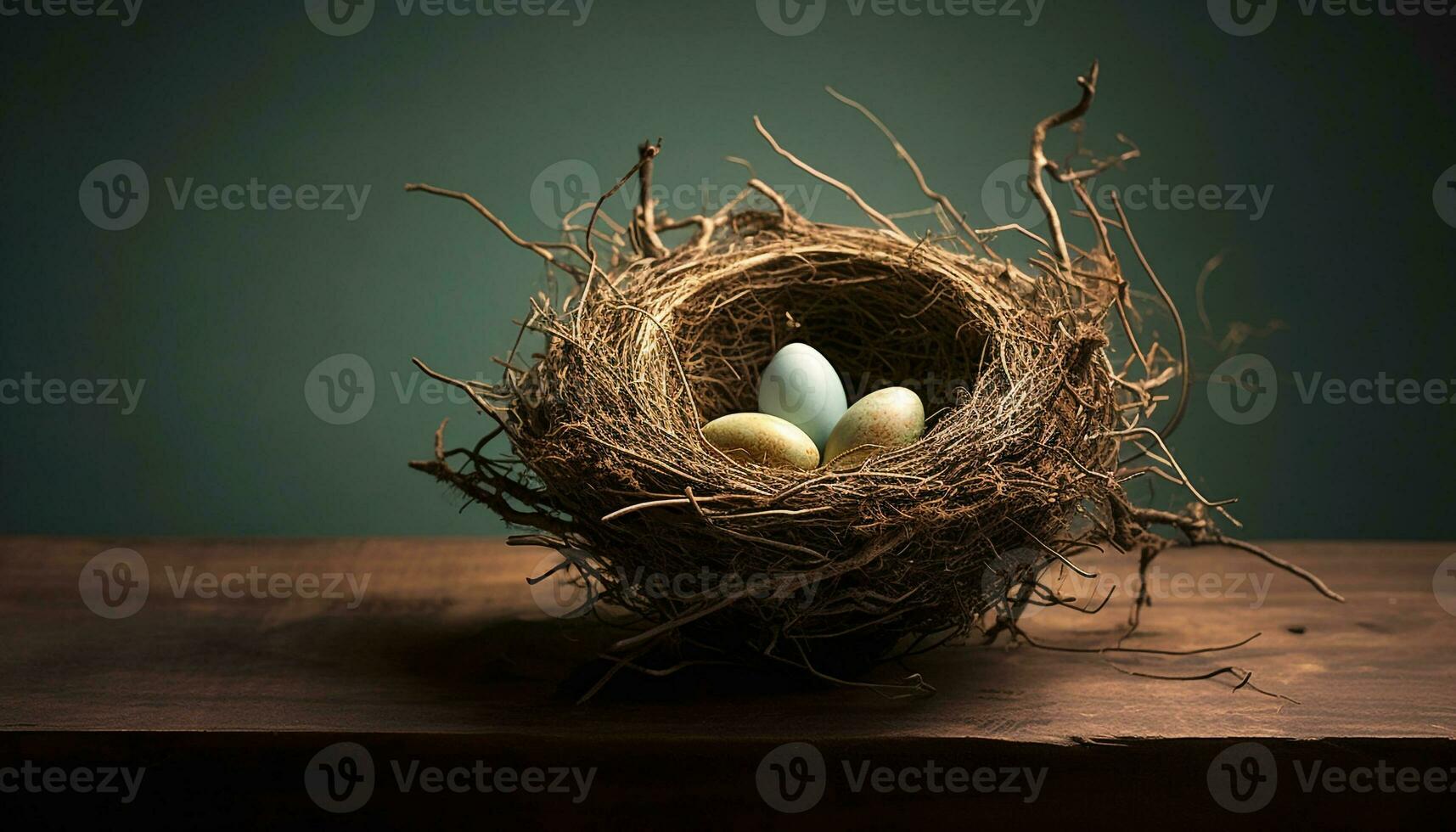 Nature celebration of new life  a cute bird nest hatching generated by AI photo