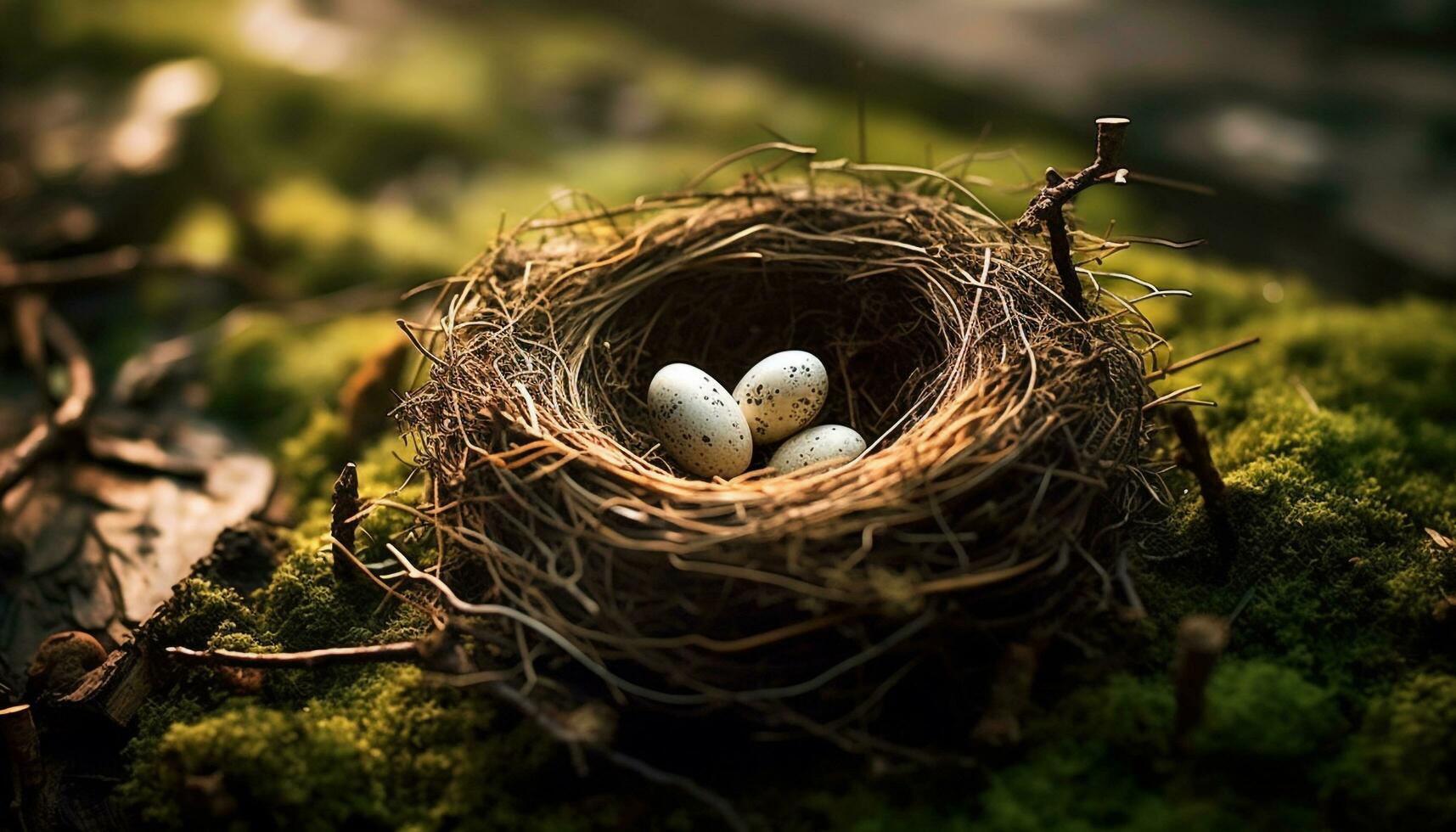 New life emerges in the forest, a cute young bird generated by AI photo