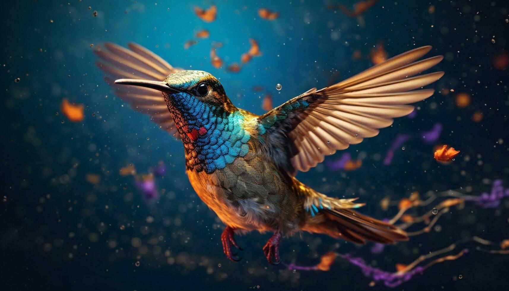Majestic bird with vibrant colors perching on a branch in nature generated by AI photo