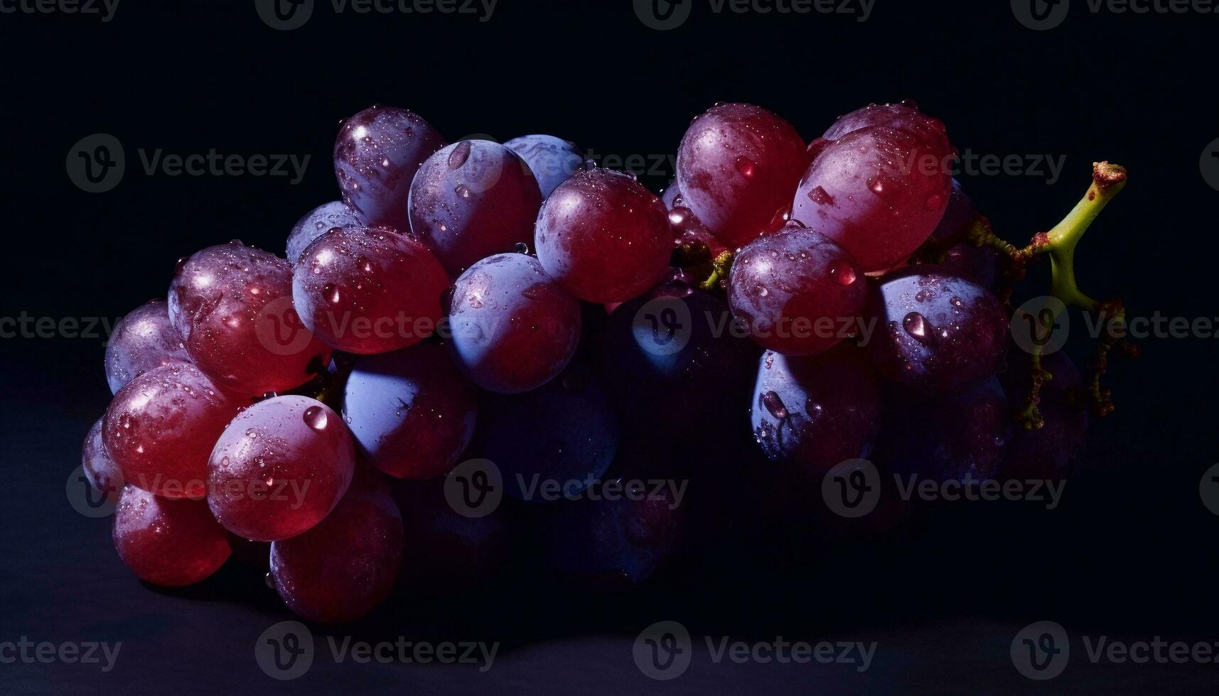 Fresh grape bunches, ripe and juicy, nature sweet and healthy snack generated by AI photo