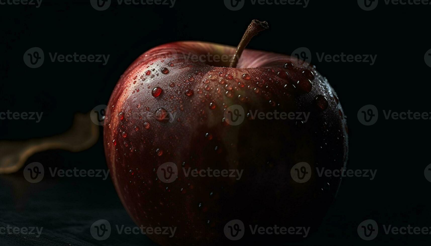 Freshness of nature drop, wet and organic, a juicy apple generated by AI photo