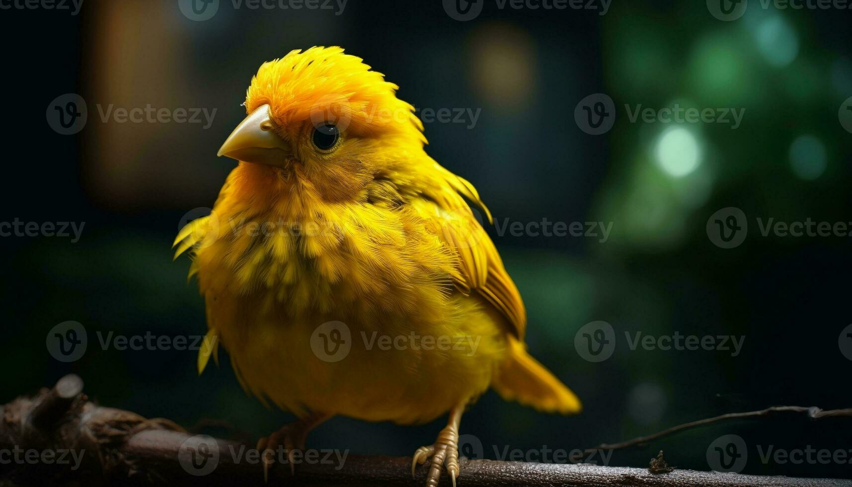 linda pequeño pájaro encaramado en rama, mirando a cámara generado por ai foto