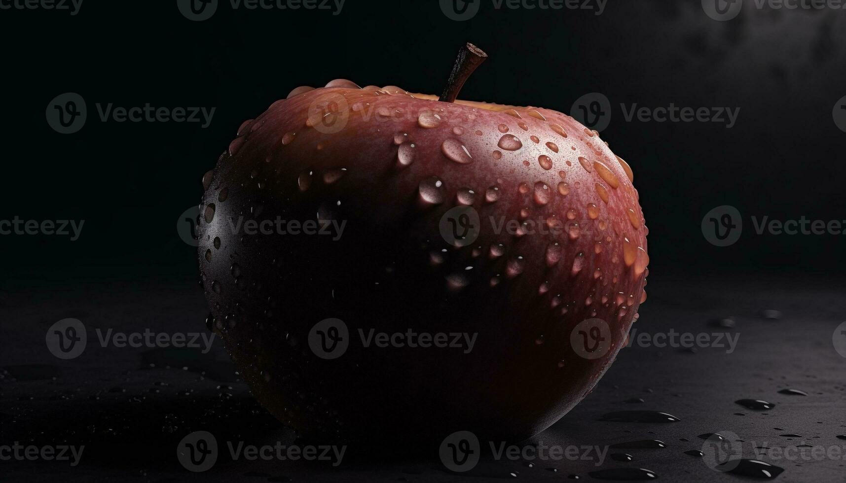 Freshness drops on a wet apple, nature juicy, organic snack generated by AI photo