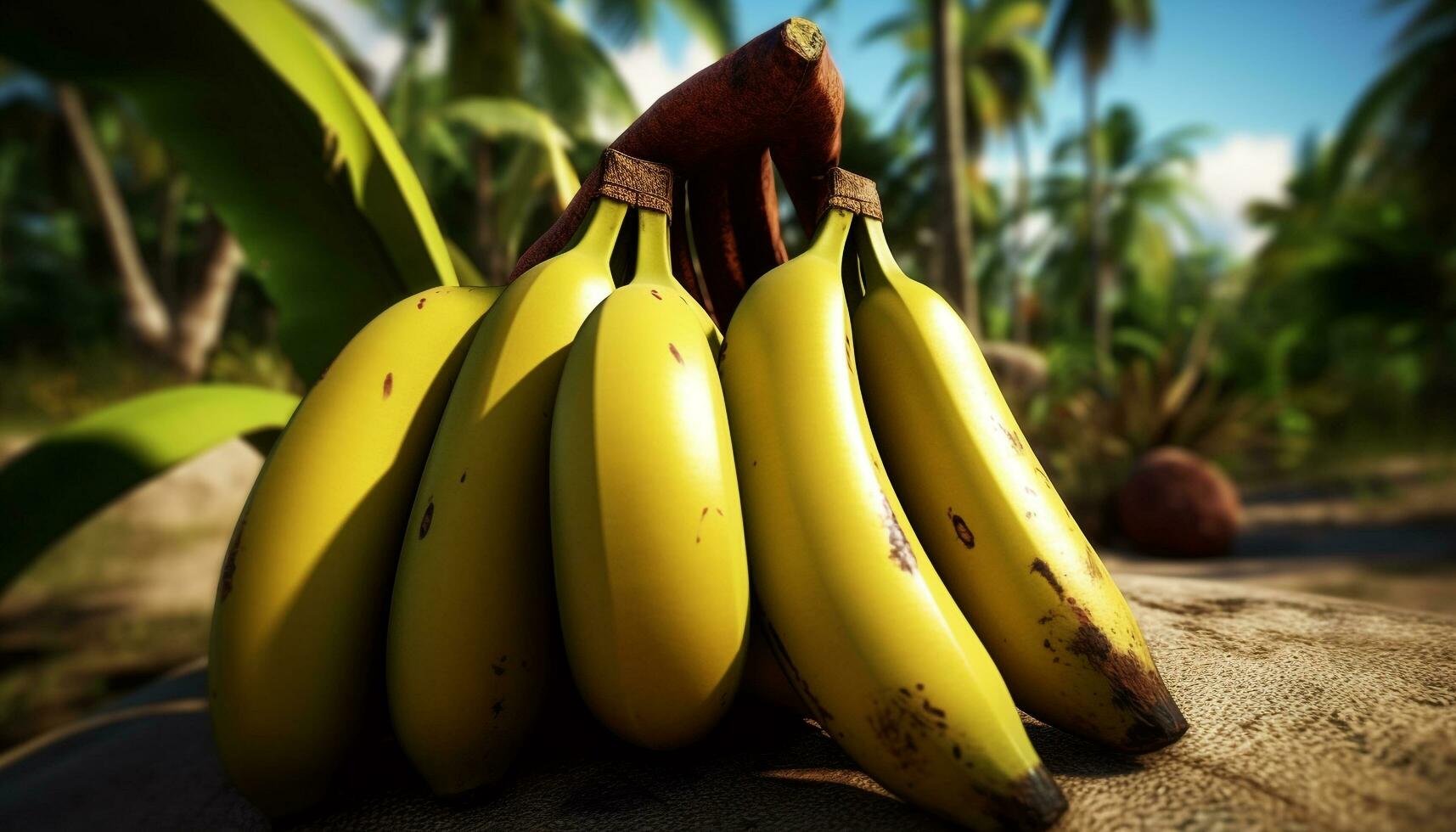 Fresh, ripe, organic banana, a healthy snack from nature bounty generated by AI photo