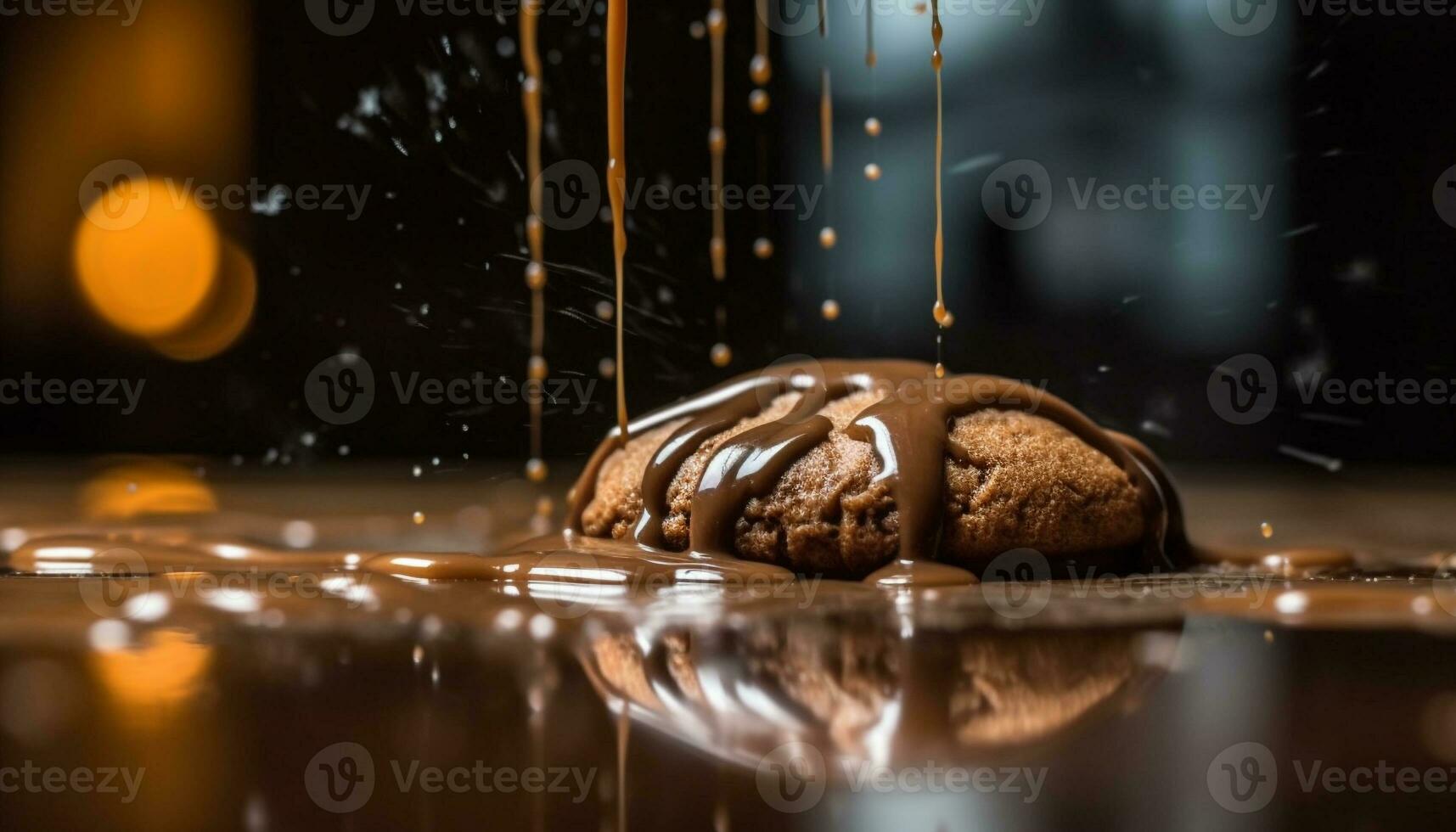 Indulgence pouring, dessert celebration, sweet food melting, gourmet candy generated by AI photo