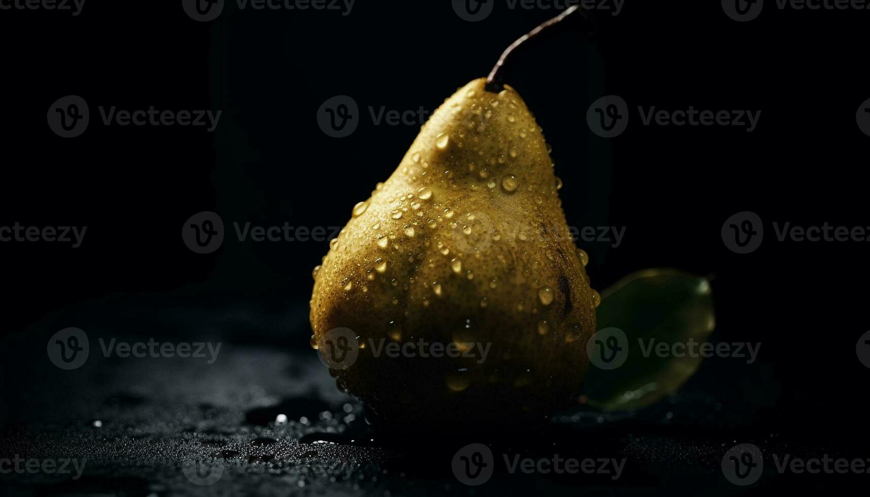 Freshness of nature reflected in wet leaf, a drop glistens generated by AI photo