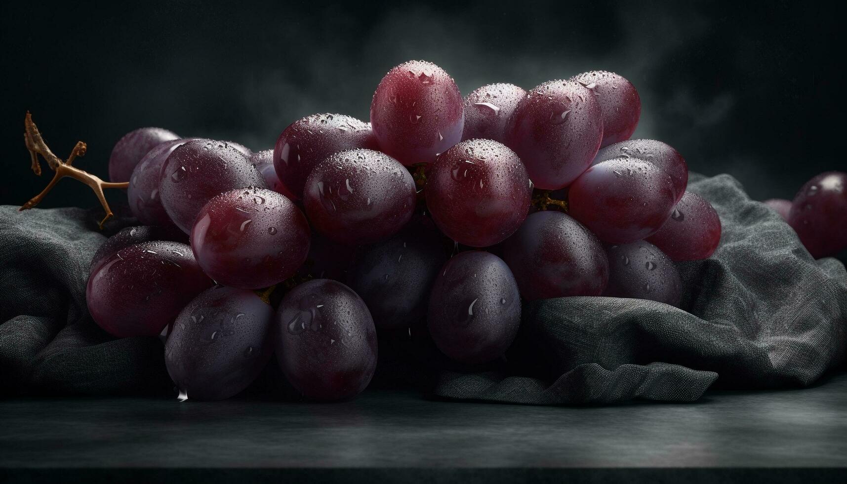 Ripe grape, fresh leaf, wet autumn, healthy snack, purple refreshment generated by AI photo