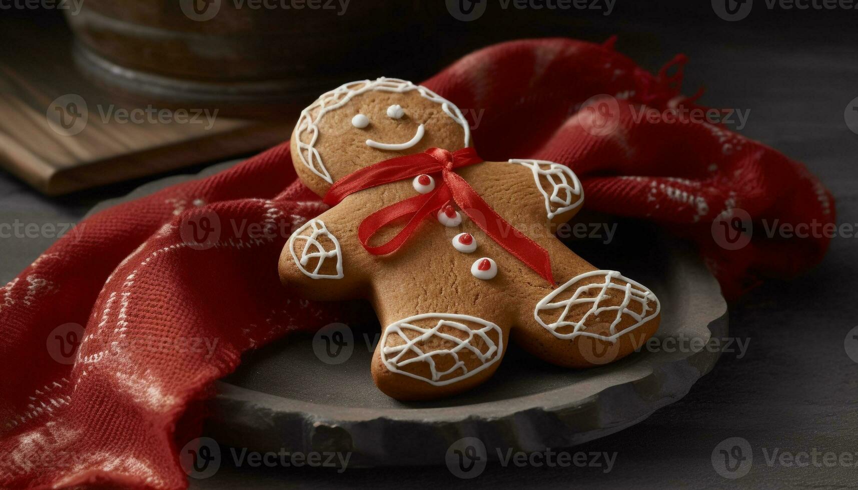 A homemade gingerbread man brings winter cheer to the table generated by AI photo