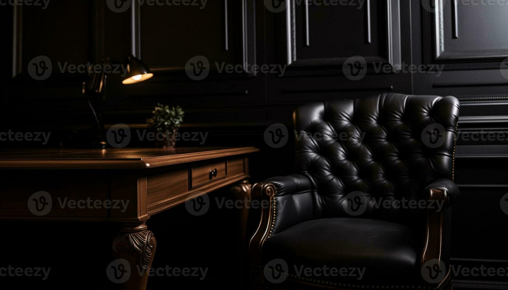 Luxury and modern comfortable, armchair, decoration, leather, living room, relaxation, empty generated by AI photo
